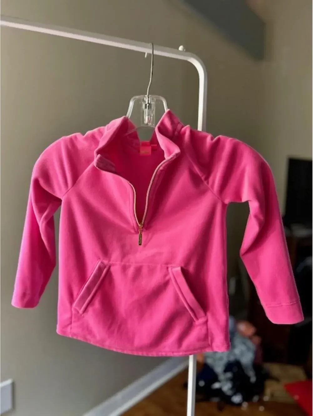 Lilly Pulitzer Girl's Pink Fleece Pullover Half Zip Small